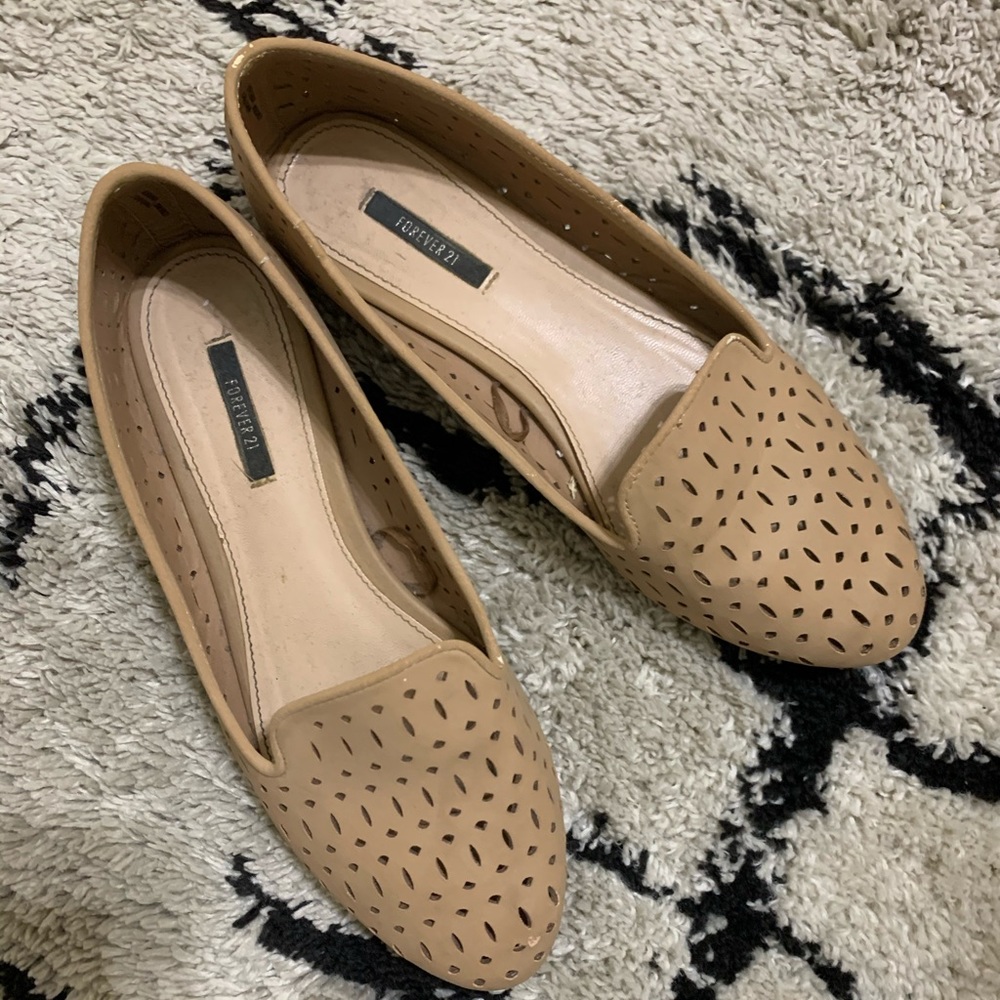 Tan slip-on flats